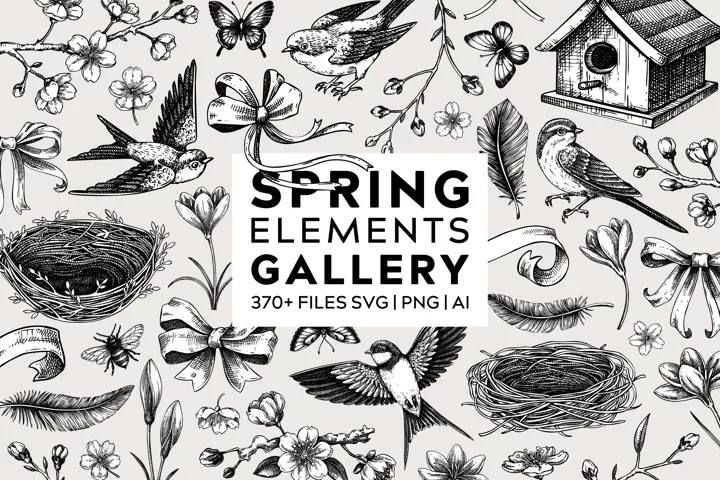 BUNDLE - Hand-drawn Spring Design Elements